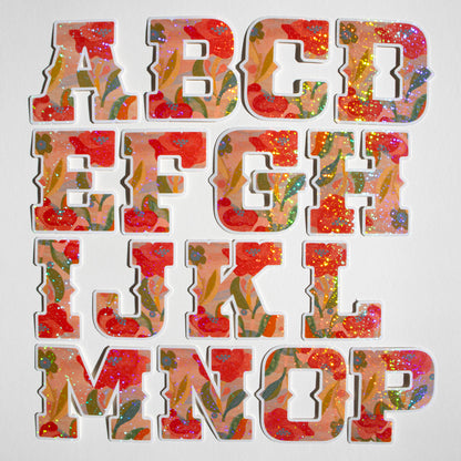 Red Alphabet Glitter Stickers