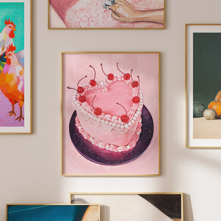 a picture of a cake on a wall