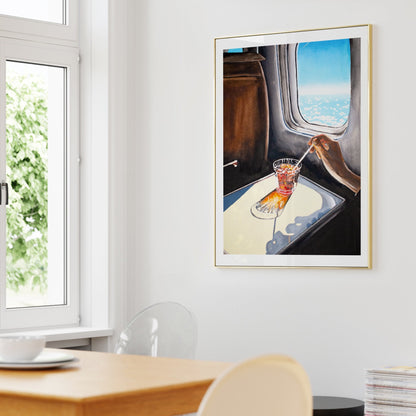 Glass In Airplane Art Print