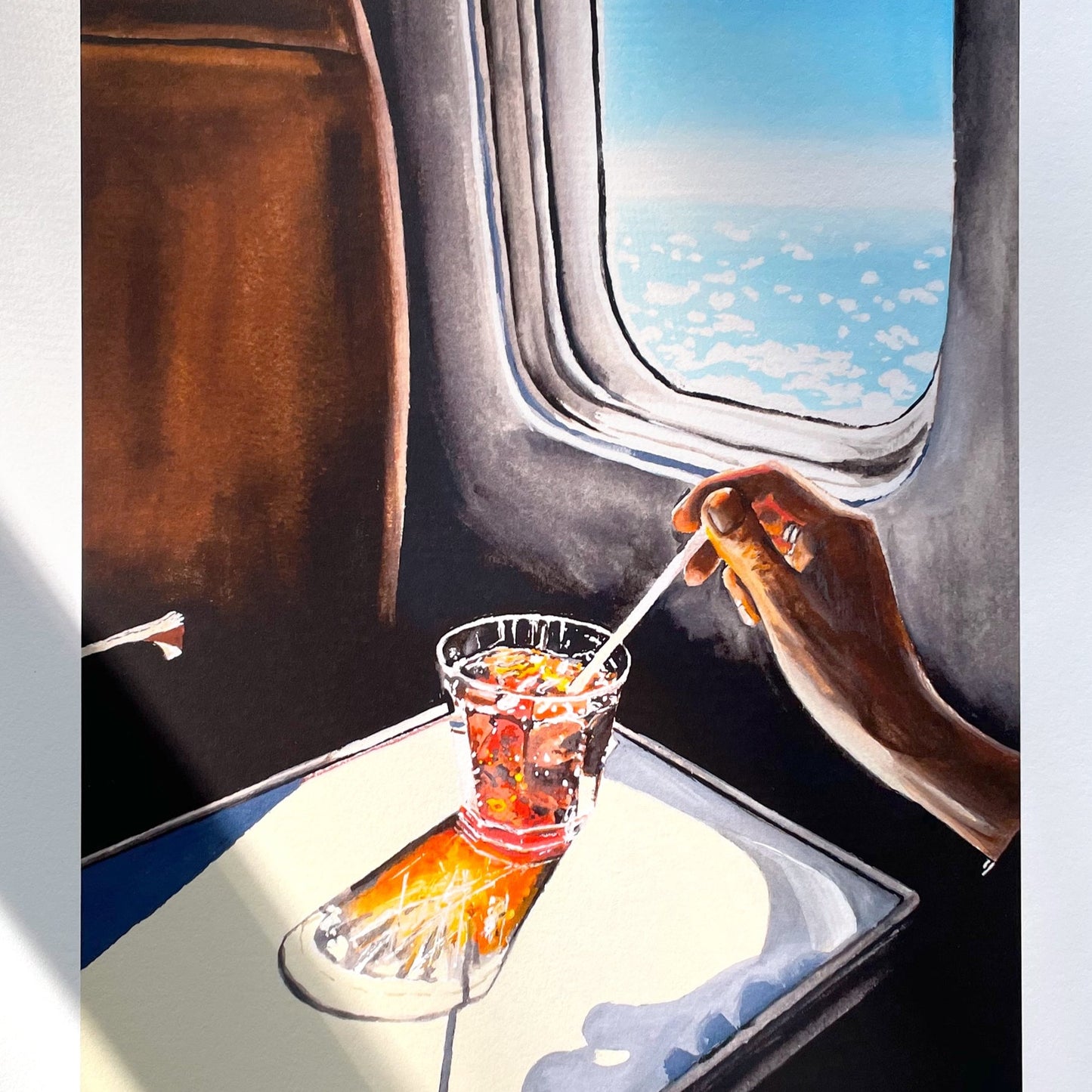 Glass In Airplane Art Print