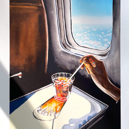 Glass In Airplane Art Print