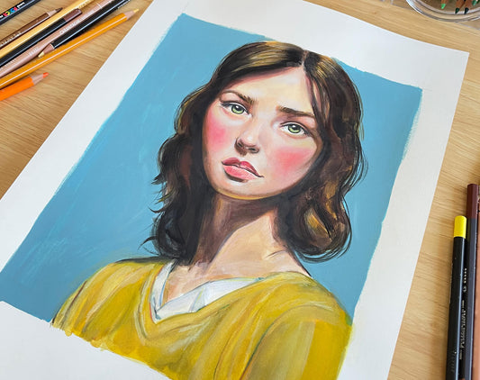 A Young Woman's Portrait (in the style of Edward Hopper)