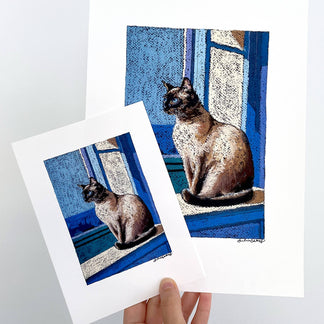 Room With A Mew / The Blue Siamese Cat Art Print | Giclées + Framed ...